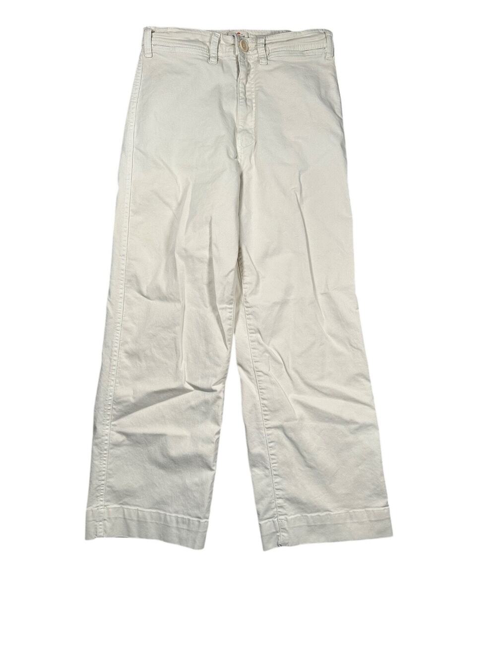 Marine Layer Bridget Wide Leg Crop Pants 6 Cream Off-White Cotton Twill Trousers